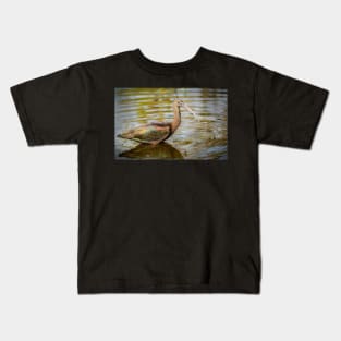 Glossy Ibis in Water Kids T-Shirt